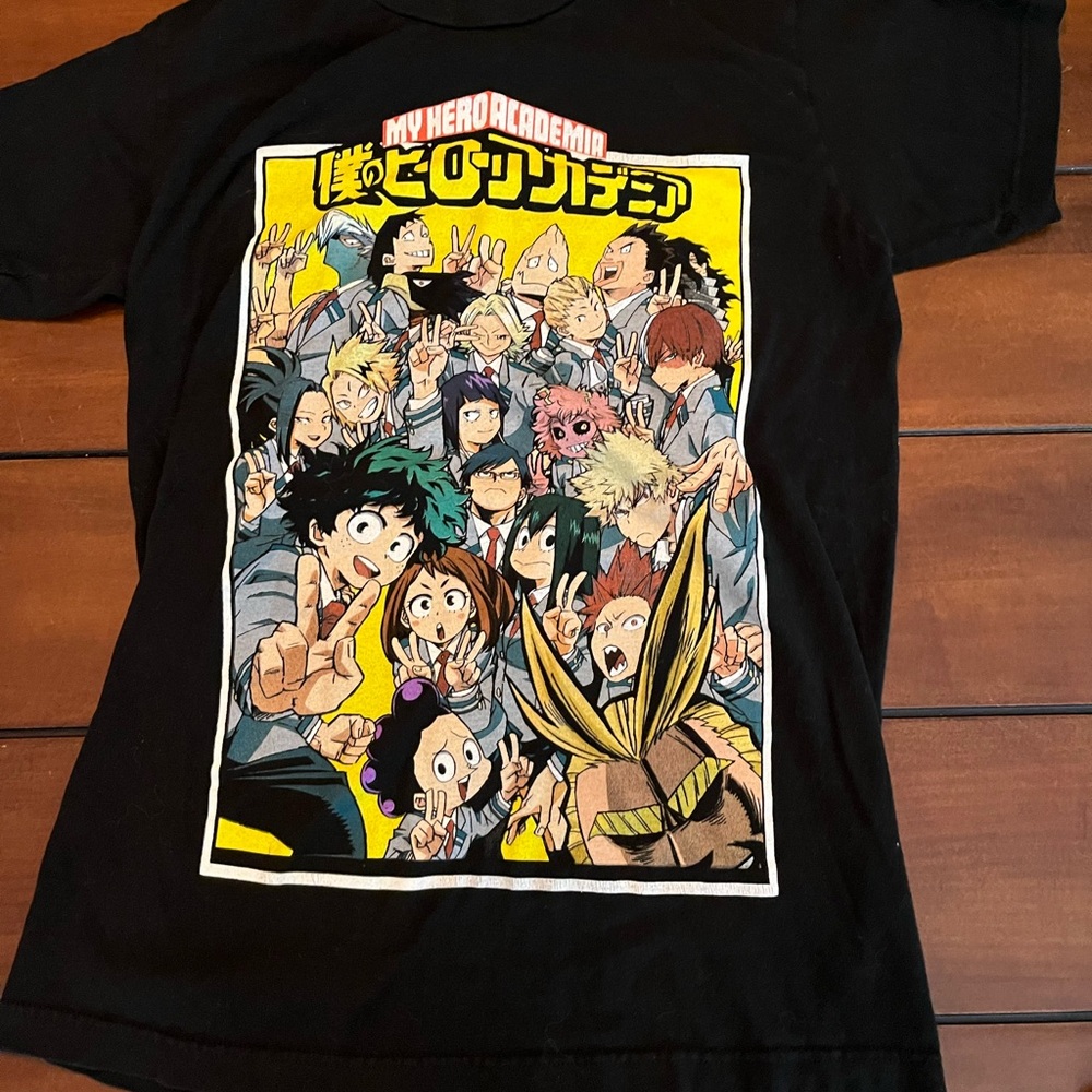 Black Graphic Tee with Anime Print